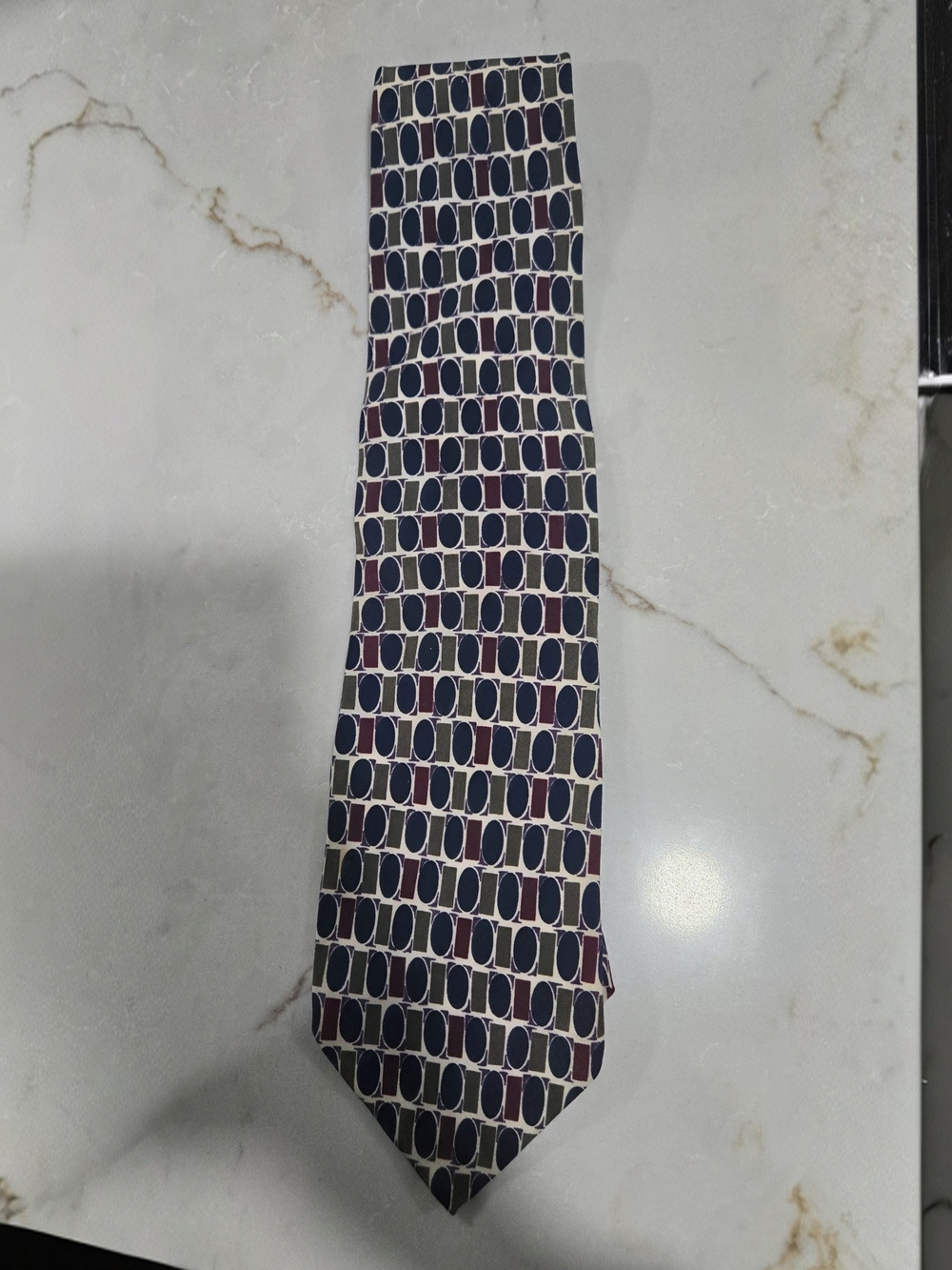 Structure Navy and Burgundy Geometric Link Tie